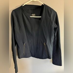 Athleta Women's Stellar Cropped Moto Jacket Asymmetrical Zip Blue S